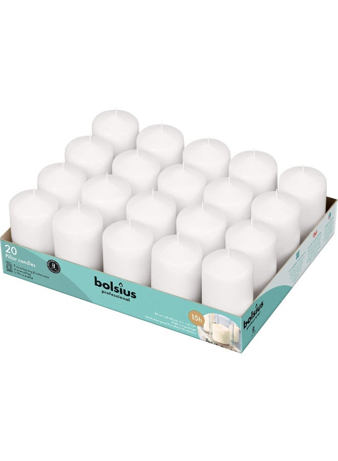 Bolsius White Pillar Candles - 2x3 Inches - 20 Pack Unscented - Premium European Quality - Dripless, Smokeless, and Clean Burning Household Candles - Perfect for Wedding, Party, Dinner, And Home Décor - Image 1